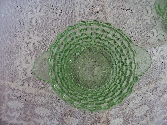 画像: グリーンのガラス器2個セット